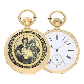 Swiss very fine gold enamel pocket watch chronometer Circa 1860 Swiss very fine gold enamel pocket watch chronometer Circa 1860