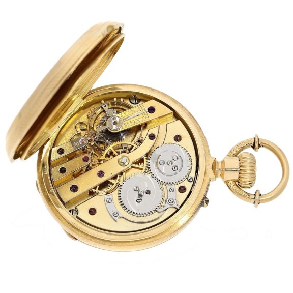 Swiss very fine gold enamel pocket watch chronometer Circa 1860 Swiss very fine gold enamel pocket watch chronometer Circa 1860