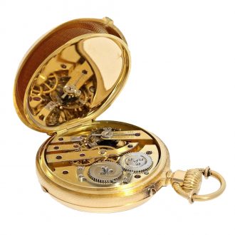 Swiss very fine gold enamel pocket watch chronometer Circa 1860 Swiss very fine gold enamel pocket watch chronometer Circa 1860