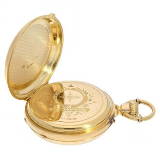 Swiss very fine gold enamel pocket watch chronometer Circa 1860 Swiss very fine gold enamel pocket watch chronometer Circa 1860