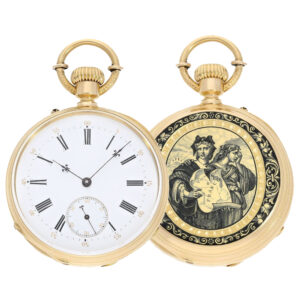 Swiss very fine gold enamel pocket watch chronometer Circa 1860
