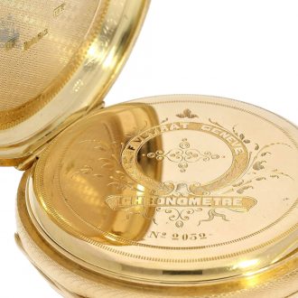 Swiss very fine gold enamel pocket watch chronometer Circa 1860 Swiss very fine gold enamel pocket watch chronometer Circa 1860