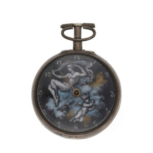 Dutch silver pocket watch with repeater and enamel painting Circa 1690