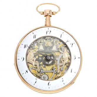 Swiss 18K gold quarter repeating cylinder watch Circa 1820