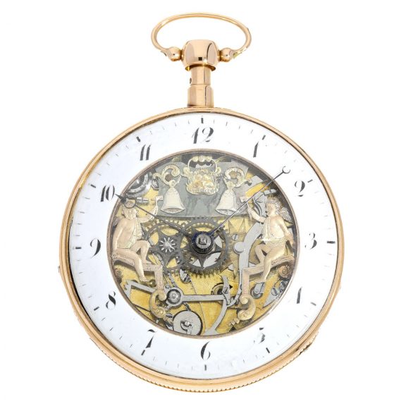 Swiss 18K gold quarter repeating cylinder watch Circa 1820