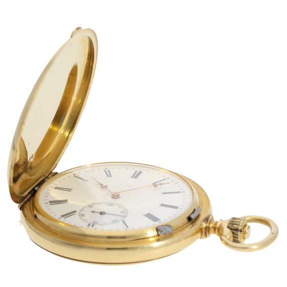 Swiss especially large and heavy gold full hunter cased watch Circa 1870 Swiss especially large and heavy gold full hunter cased watch Circa 1870