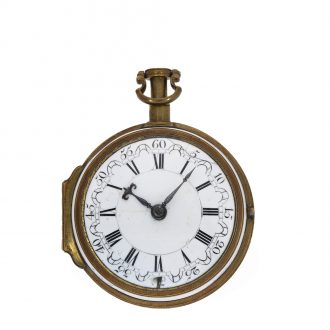 German metal verge watch with porcelain imitation Circa 1715