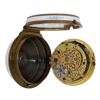 German metal verge pocket watch with porcelain imitation Circa 1715
