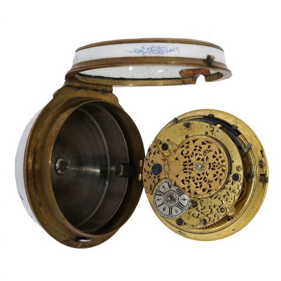 German metal verge pocket watch with porcelain imitation Circa 1715 German metal verge pocket watch with porcelain imitation Circa 1715