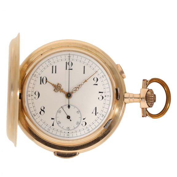 Swiss 14 carat gold large and heavy full hunter cased watch Circa 1905