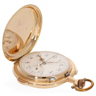 Swiss 14 carat gold large and heavy full hunter cased watch Circa 1905