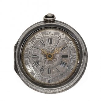 German silver engraved verge pocket watch Circa 1730