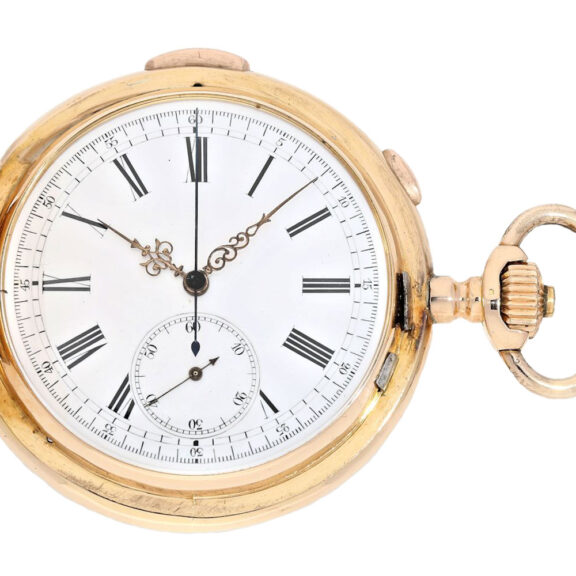 Swiss gold hunter, repeater and chronograph Circa 1900 Swiss gold hunter, repeater and chronograph Circa 1900