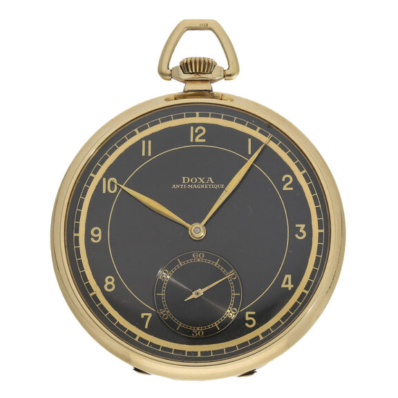 Fine and rare Swiss Art Deco dress watch with a black dial Circa 1905
