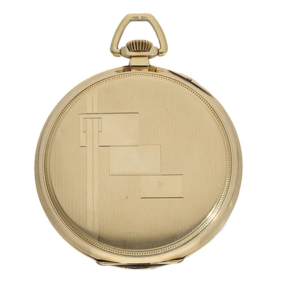 Open faced hunter case with engraved decoration on the back Open faced hunter case with engraved decoration on the back