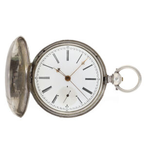 Swiss silver hunting cased duplex with diablotine Circa 1860