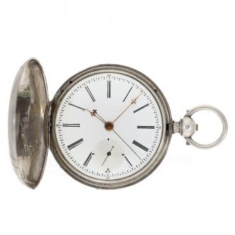 Swiss silver hunting cased duplex with diablotine Circa 1860