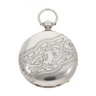 Swiss silver hunting cased duplex with diablotine Circa 1860