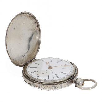 Swiss silver hunting cased duplex with diablotine Circa 1860