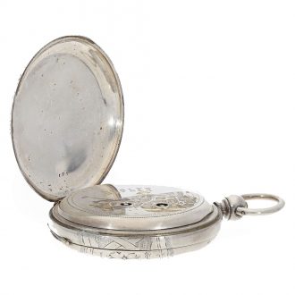 Swiss silver hunting cased duplex with diablotine Circa 1860
