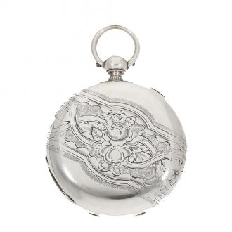 Swiss silver hunting cased duplex with diablotine Circa 1860