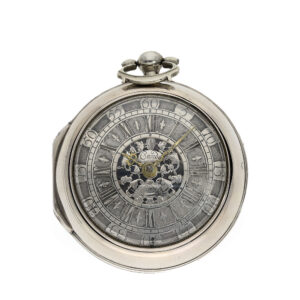 English silver pocket watch with astronomical calendar Circa 1736
