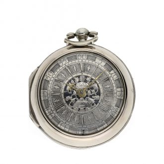 English silver pocket watch with astronomical calendar Circa 1736