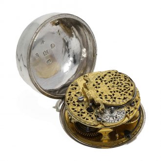 English silver pocket watch with astronomical calendar Circa 1736
