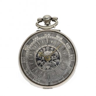 English silver pocket watch with astronomical calendar Circa 1736