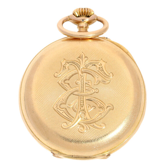 American Lady's gold engine turned pocket watch Circa 1890 American Lady's gold engine turned pocket watch Circa 1890
