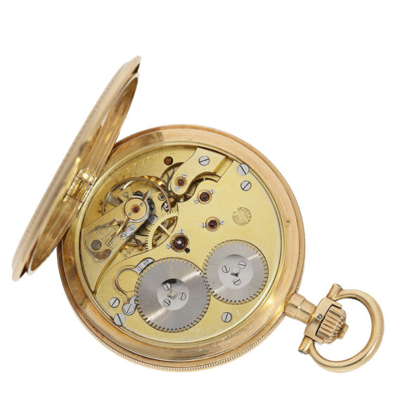 The precision lever escapement, screwed gold chatons and fine adjustment in the movement of this pocket watch are a testament to the skill of the craftsmen who made it. The precision lever escapement, screwed gold chatons and fine adjustment in the movement of this pocket watch are a testament to the skill of the craftsmen who made it.