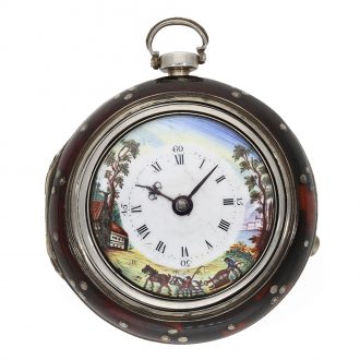 Large English silver triple cased verge pocket watch Circa 1778