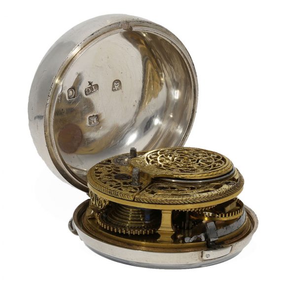 Large English silver triple cased verge pocket watch Circa 1778 Large English silver triple cased verge pocket watch Circa 1778