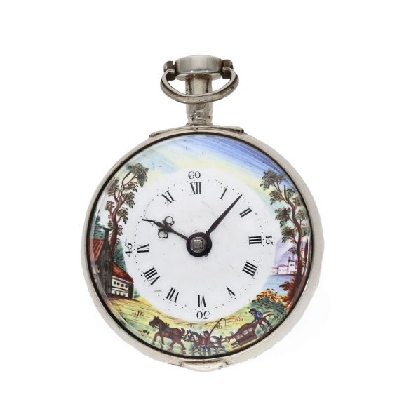 Large English silver triple cased verge pocket watch Circa 1778 Large English silver triple cased verge pocket watch Circa 1778