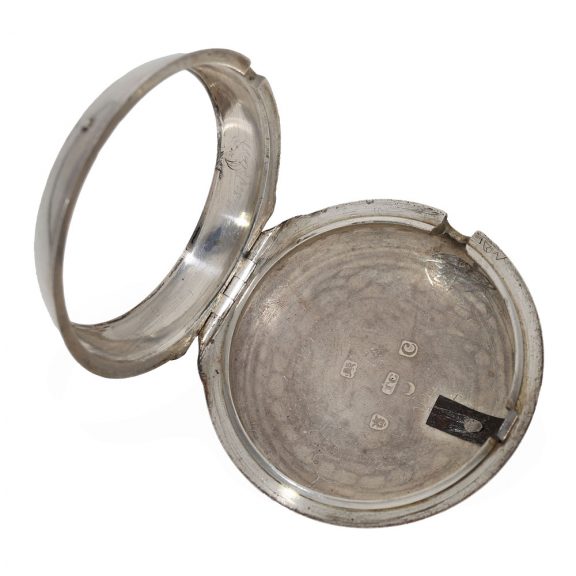 Large English silver triple cased verge pocket watch Circa 1778 Large English silver triple cased verge pocket watch Circa 1778
