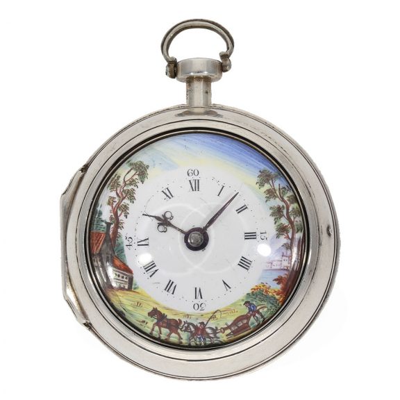 Large English silver triple cased verge pocket watch Circa 1778 Large English silver triple cased verge pocket watch Circa 1778