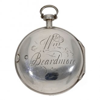 Large English silver triple cased verge pocket watch Circa 1778 Large English silver triple cased verge pocket watch Circa 1778