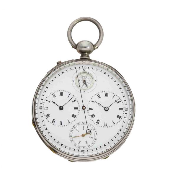Large Swiss silver open faced astronomical deck watch Circa 1860