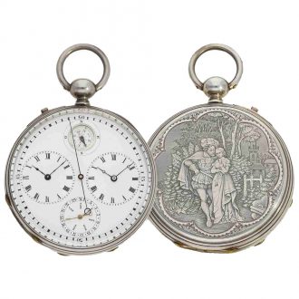 Large Swiss silver open faced astronomical deck watch Circa 1860
