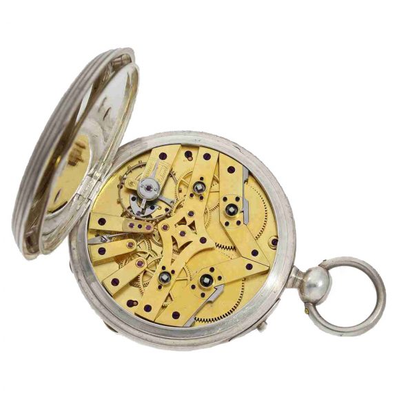 Large Swiss silver open faced astronomical deck watch Circa 1860 Large Swiss silver open faced astronomical deck watch Circa 1860