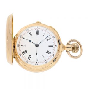 Swiss goldsavonnette engine turned watch Circa 1870