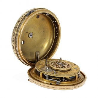 English large 18 Carat gold double case verge watch Circa 1800