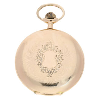 Swiss engine turned gold hunter case pocket watch Circa 1900 Swiss engine turned gold hunter case pocket watch Circa 1900
