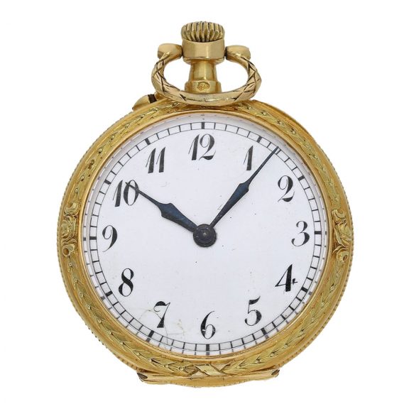 Swiss 18 Carat gold Art Nouveau pocket and pendant watch Circa 1900 Swiss 18 Carat gold Art Nouveau pocket and pendant watch Circa 1900
