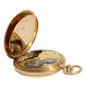 The early precision movement with 3/4 plate is a hallmark of this pocket watch's superior design