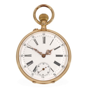 German 14 carat gold pocket watch with magnificent engraving Circa 1890