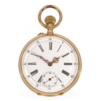 German 14 carat gold pocket watch with magnificent engraving Circa 1890