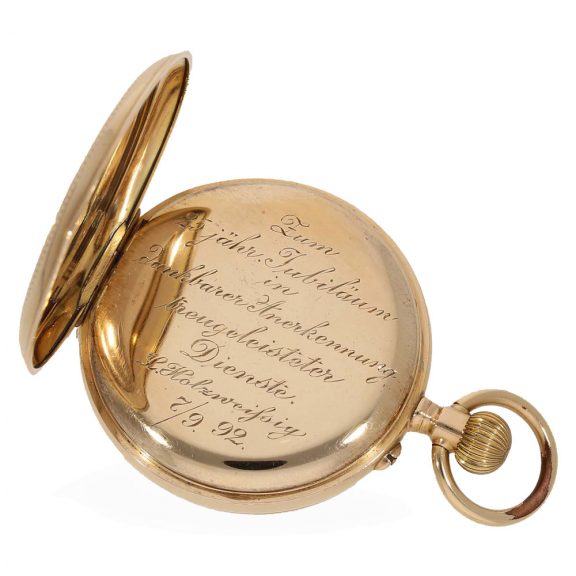 German 14 carat gold pocket watch with magnificent engraving Circa 1890 German 14 carat gold pocket watch with magnificent engraving Circa 1890