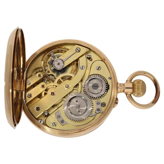 German 14 carat gold pocket watch with magnificent engraving Circa 1890 German 14 carat gold pocket watch with magnificent engraving Circa 1890