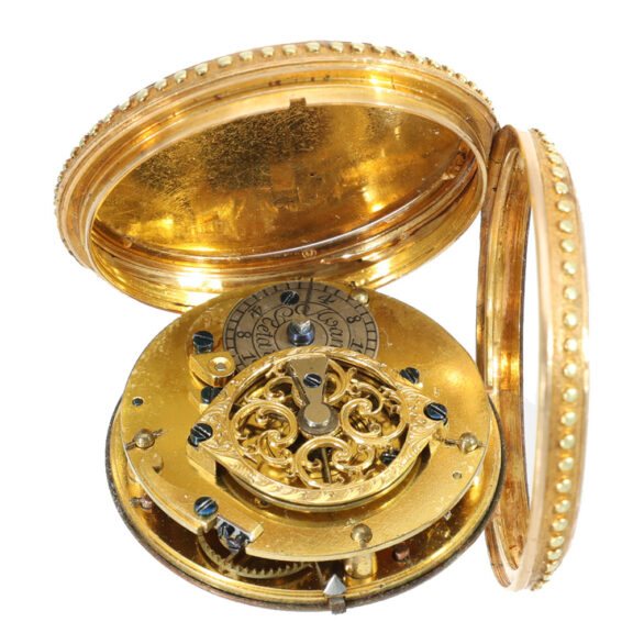 French attractive 18 carat gold and enamel verge watch Circa 1780 French attractive 18 carat gold and enamel verge watch Circa 1780